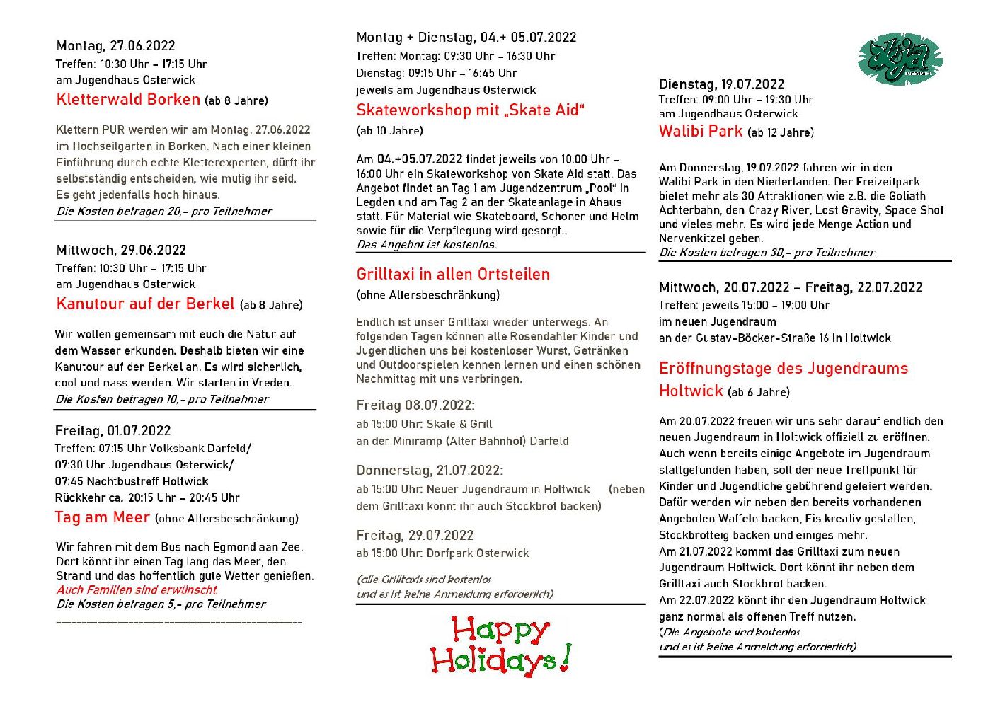 Sommerferienprogramm Teil 1