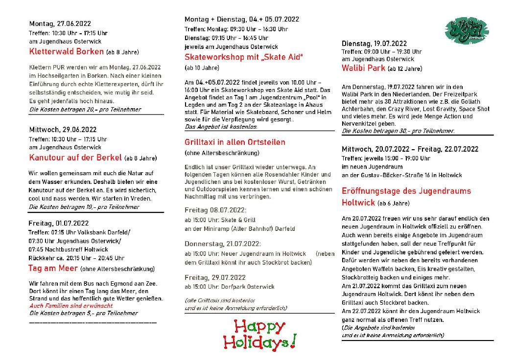 Sommerferienprogramm Teil 1